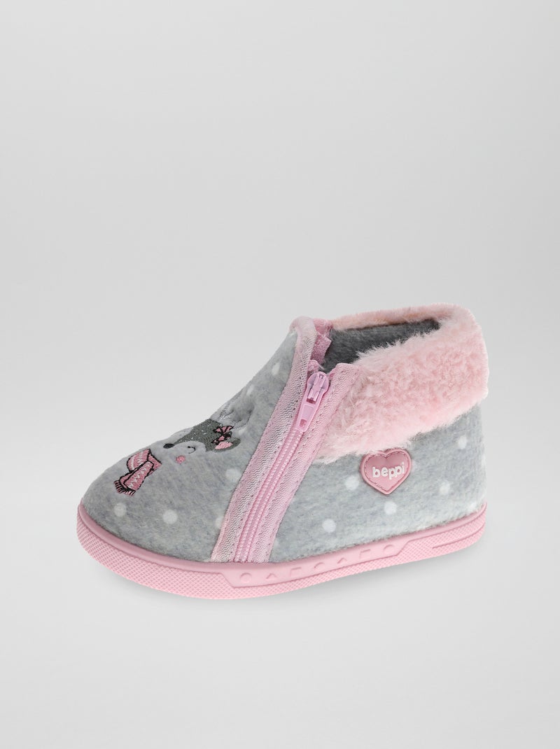Chaussons montants zippé GRIS - Kiabi