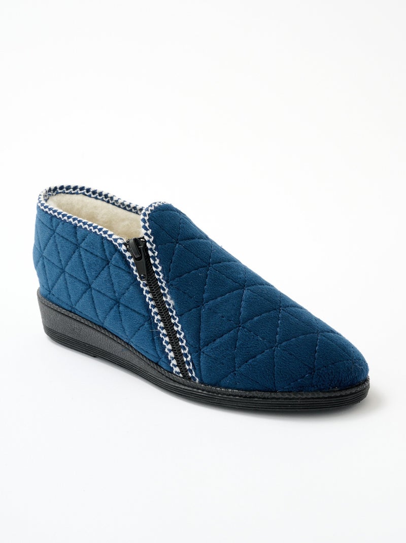 Chaussons montants zippés confortables Bleu - Kiabi