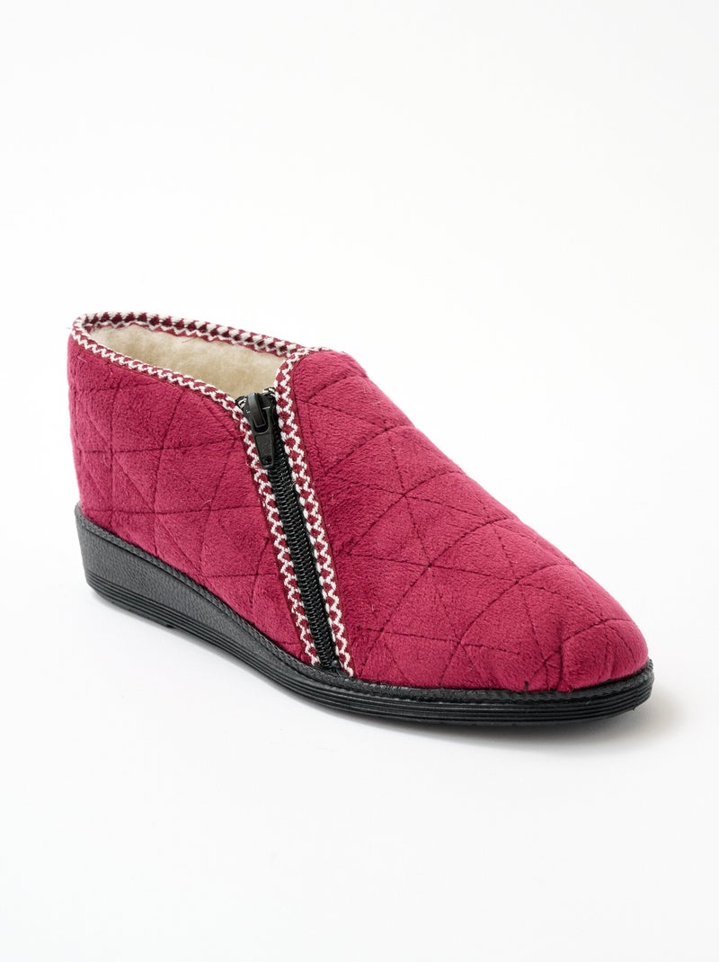 Chaussons montants zippés confortables Rouge bordeaux - Kiabi