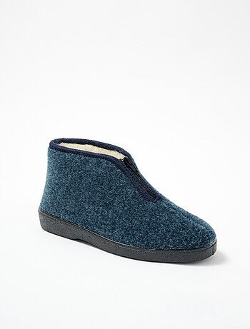Chaussons montants zippés fourrés largeur confort