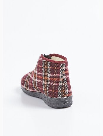 Chaussons montants zippés fourrés largeur confort écossais - Afibel