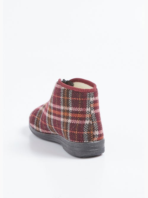 Chaussons montants zippés fourrés largeur confort écossais - Afibel - Kiabi
