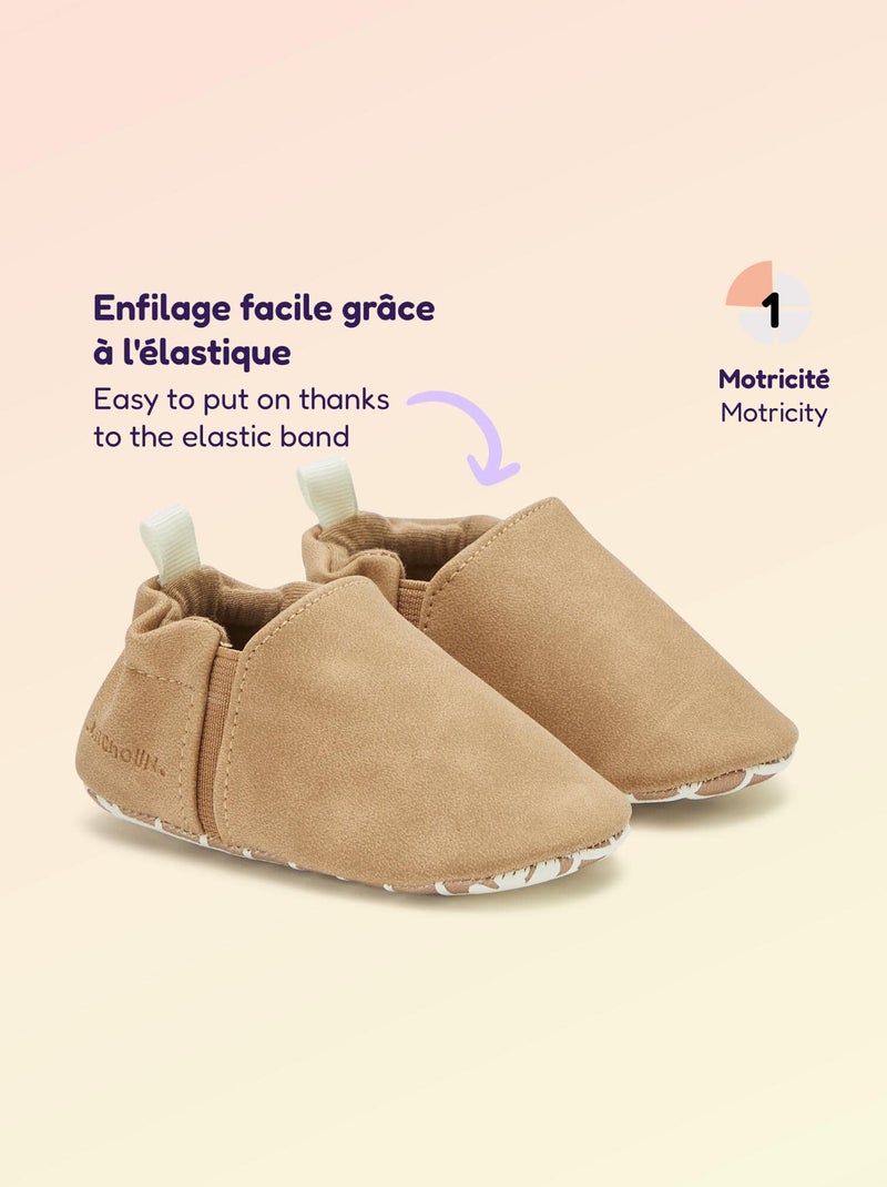 Chaussons motricité 1 'se retourner' - Kitchoun Marron - Kiabi