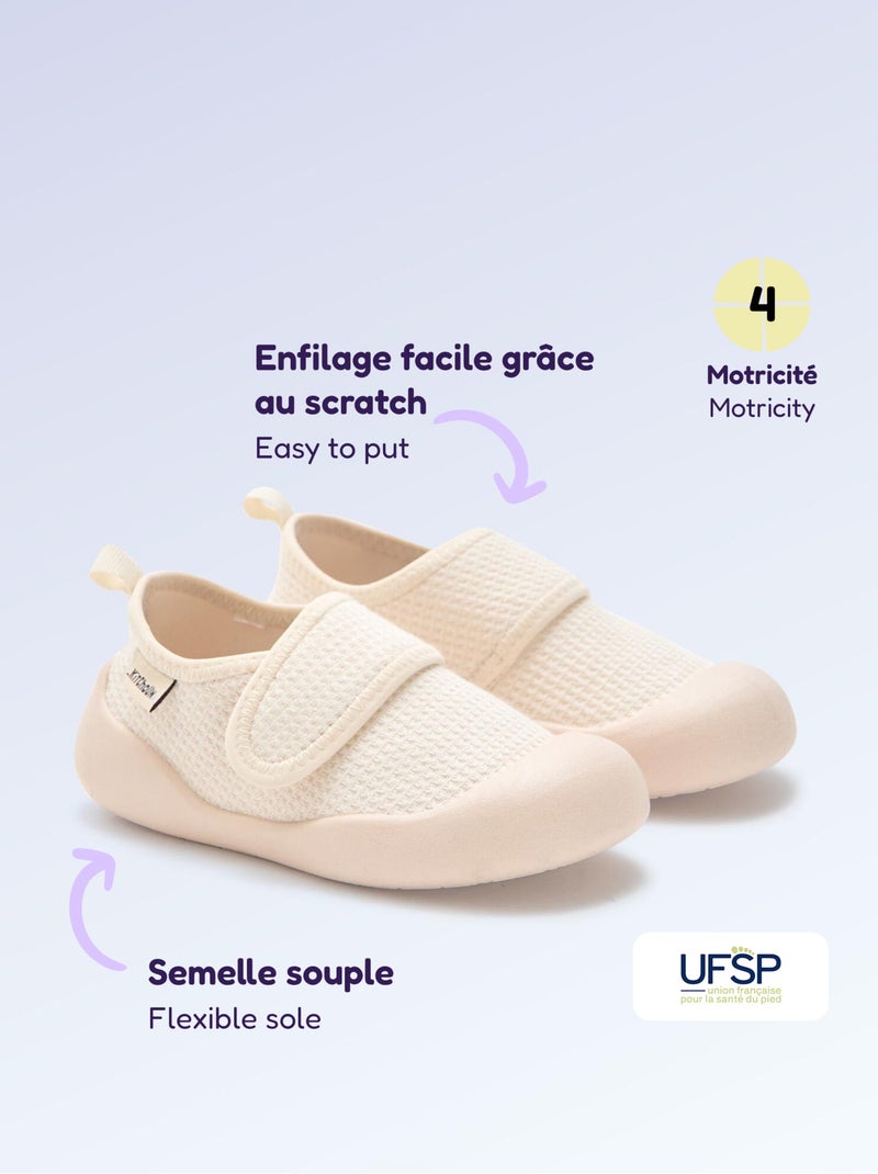 Chaussons motricité 4 'marcher' - Kitchoun Beige - Kiabi