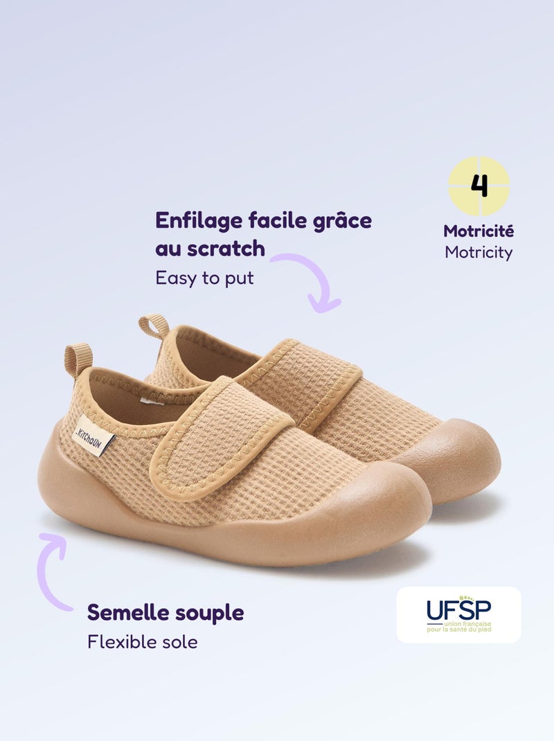 Chaussons motricité 4 'marcher' - Kitchoun Marron - Kiabi