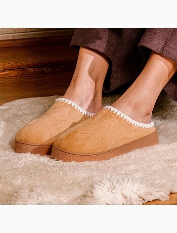 Chaussons mules à talon compensé de 3,5 cm, très confortables femme Isotoner
