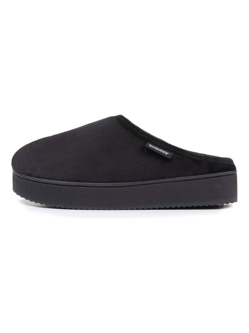 Chaussons mules à talon compensé de 3,5 cm, très confortables femme Isotoner Noir - Kiabi