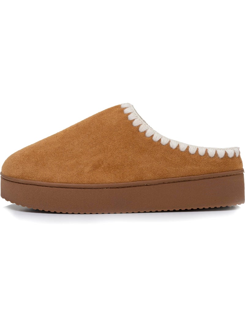Chaussons mules à talon compensé de 3,5 cm, très femme Camel - Kiabi