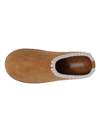 Chaussons mules à talon compensé de 3,5 cm, très femme Isotoner