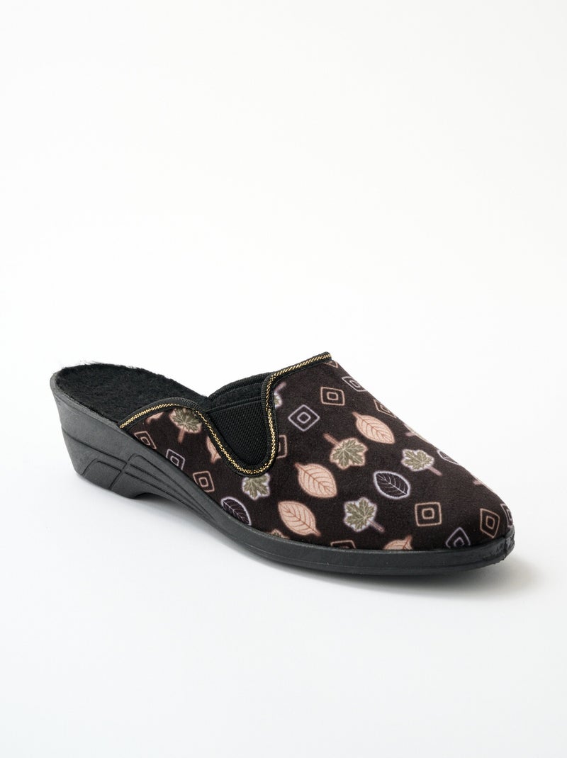 Chaussons mules à talons, largeur confort Noir - Kiabi