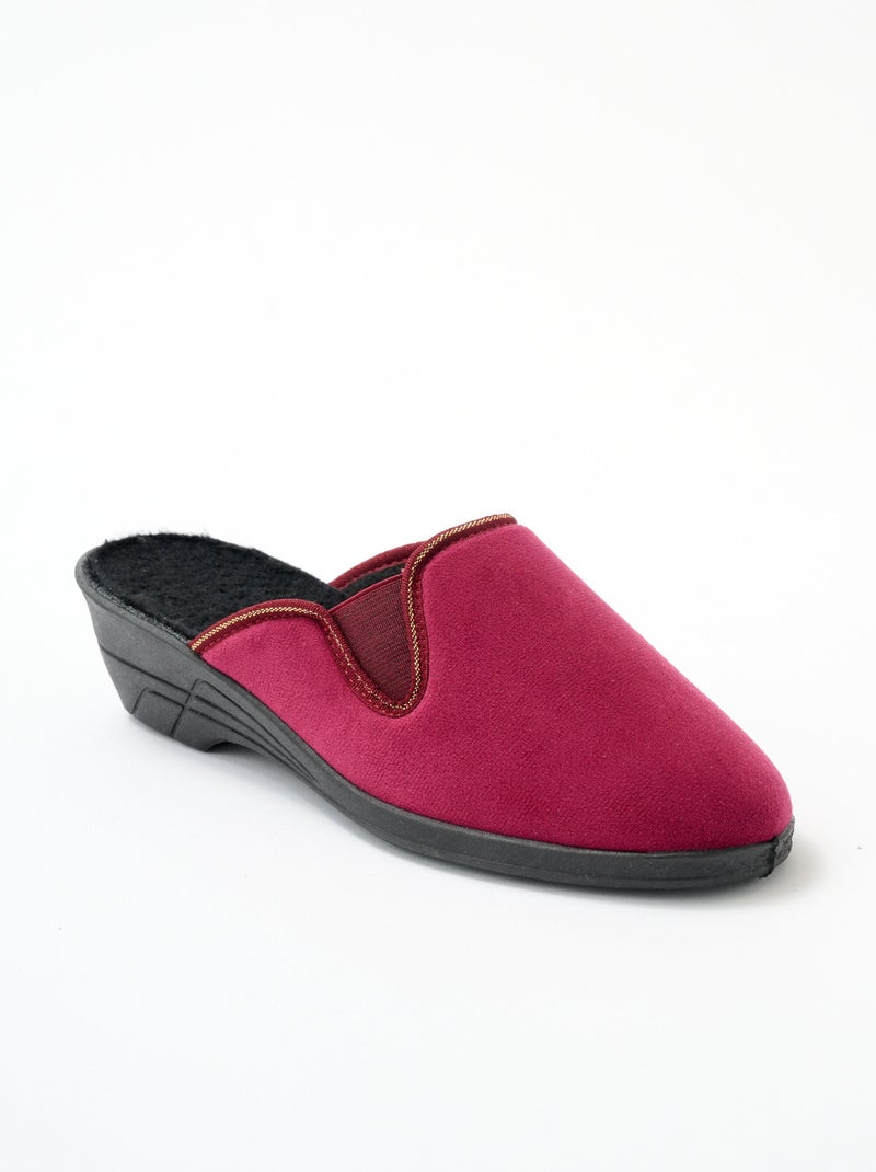 Chaussons mules à talons, largeur confort Rouge bordeaux - Kiabi