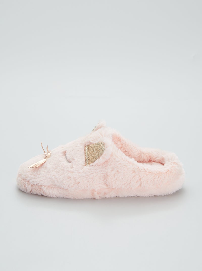Chaussons mules animé chat rose - Kiabi