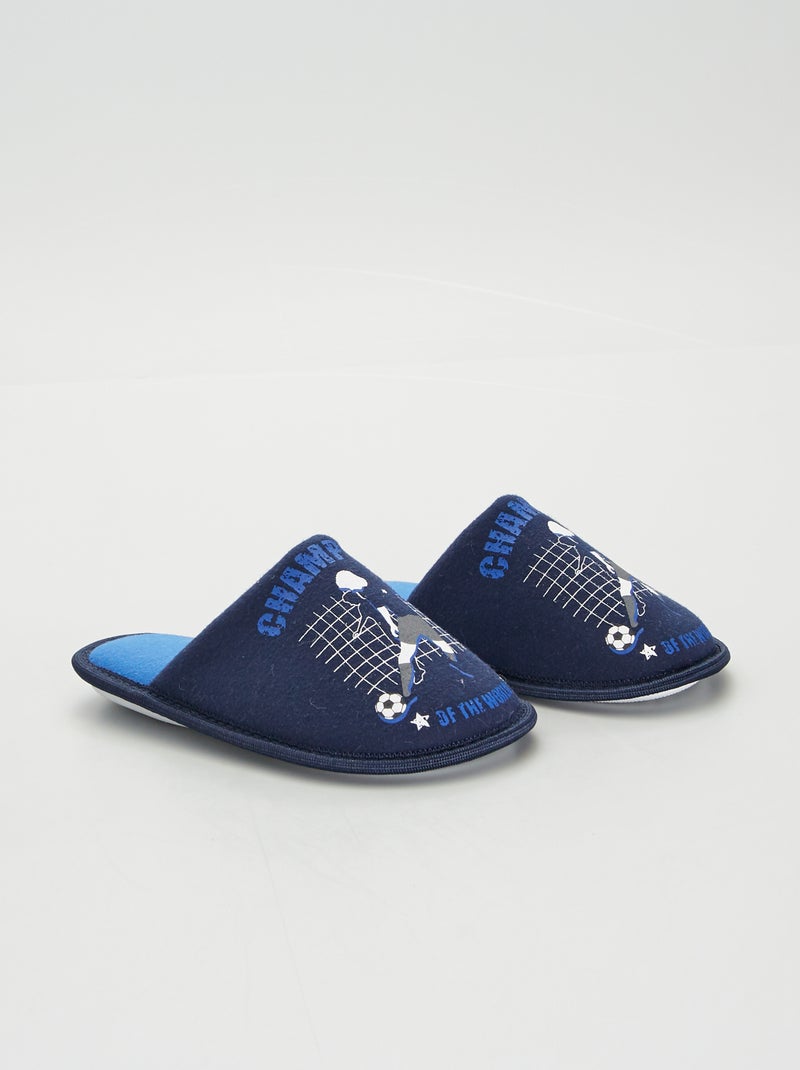 Chaussons mules avec imprimé bleu marine - Kiabi