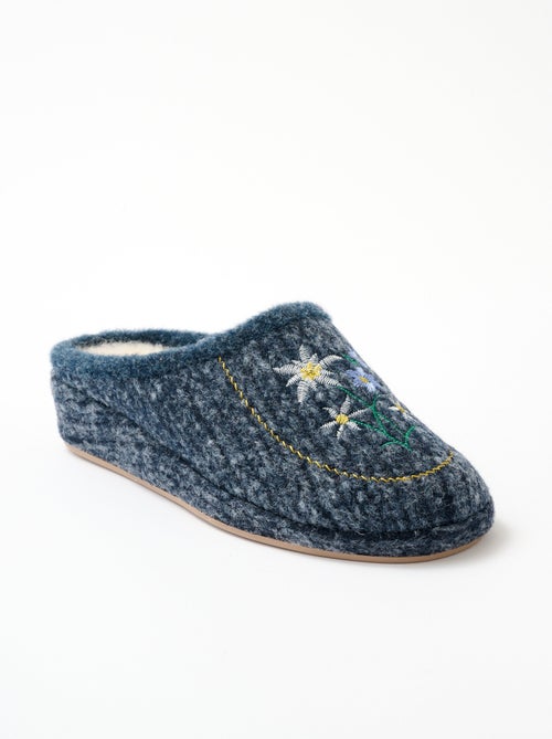 Chaussons mules brodés chauds confortables - Kiabi