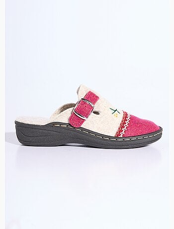 Chaussons mules brodés largeur confort - Afibel
