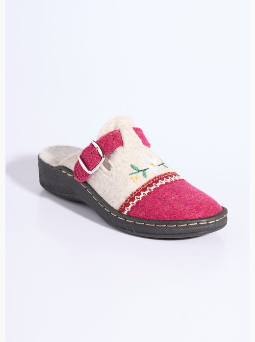 Chaussons mules brodés largeur confort - Afibel - Kiabi