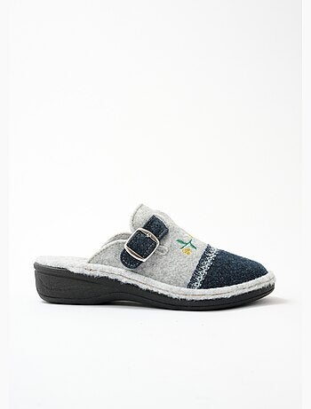 Chaussons mules brodés largeur confort - Afibel