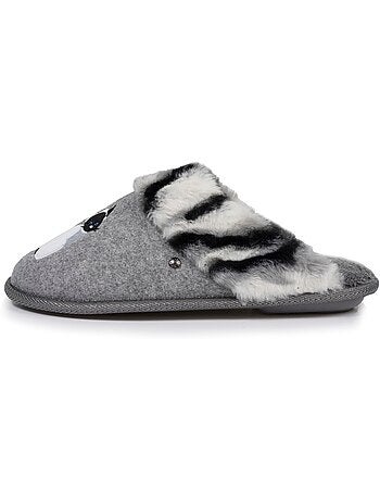 Chaussons mules chat fantaisie confort moelleux femme