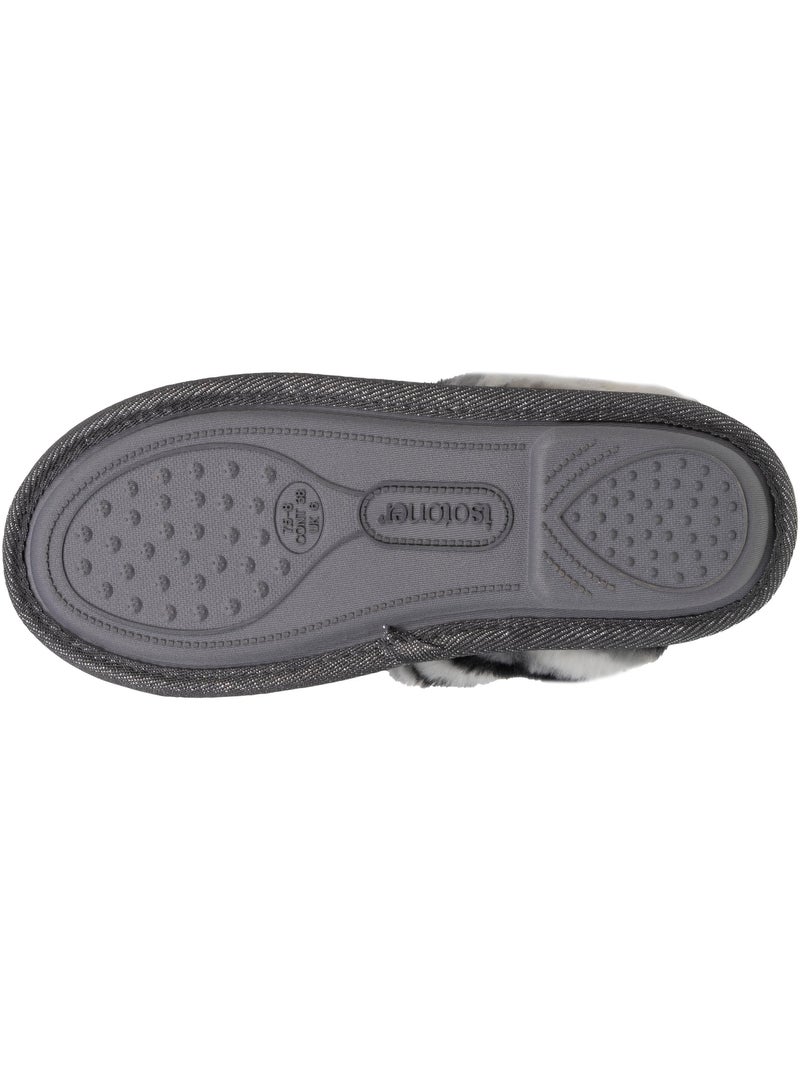 Chaussons mules chat fantaisie confort moelleux femme Gris Gris - Kiabi
