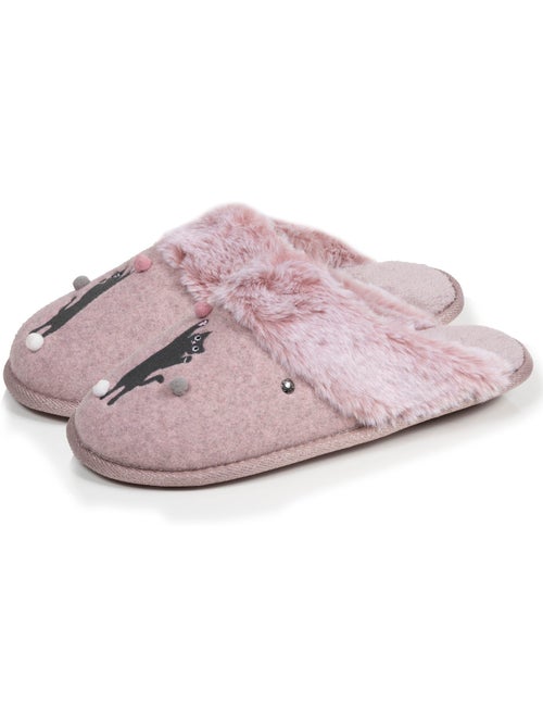 Chaussons mules chat fantaisie confort moelleux femme isotoner - Kiabi Chaussons mules chat fantaisie confort moelleux femme isotoner - Kiabi