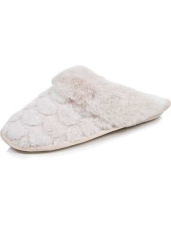 Chaussons mules chat fantaisie confort moelleux femme