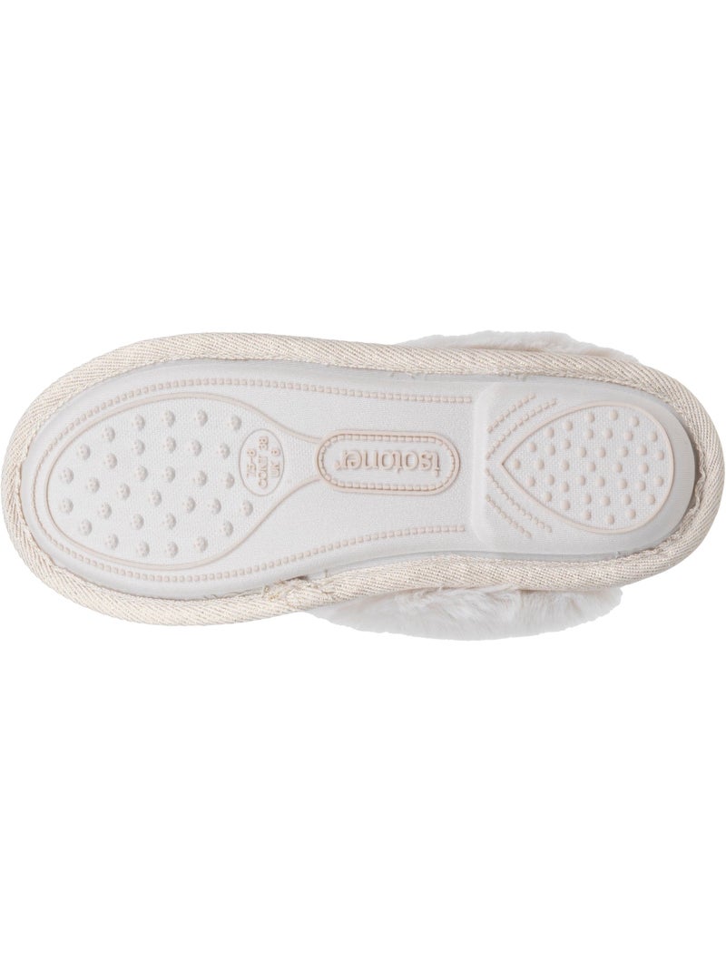 Chaussons mules chat fantaisie confort moelleux femme Ivoire - Kiabi