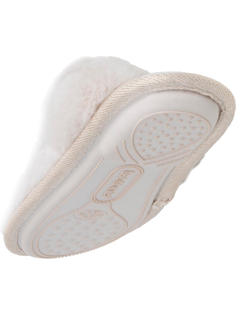 Chaussons mules chat fantaisie confort moelleux femme Ivoire - Kiabi