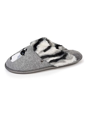 Chaussons mules chat fantaisie femme Isotoner