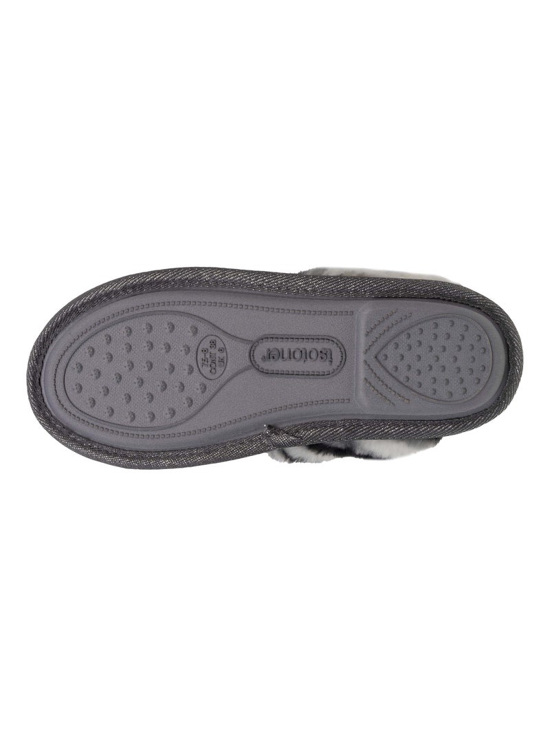 Chaussons mules Chat fantaisie femme Isotoner Gris Gris - Kiabi