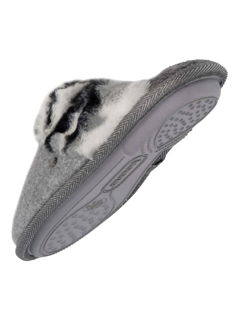 Chaussons mules Chat fantaisie femme Isotoner Gris Gris - Kiabi