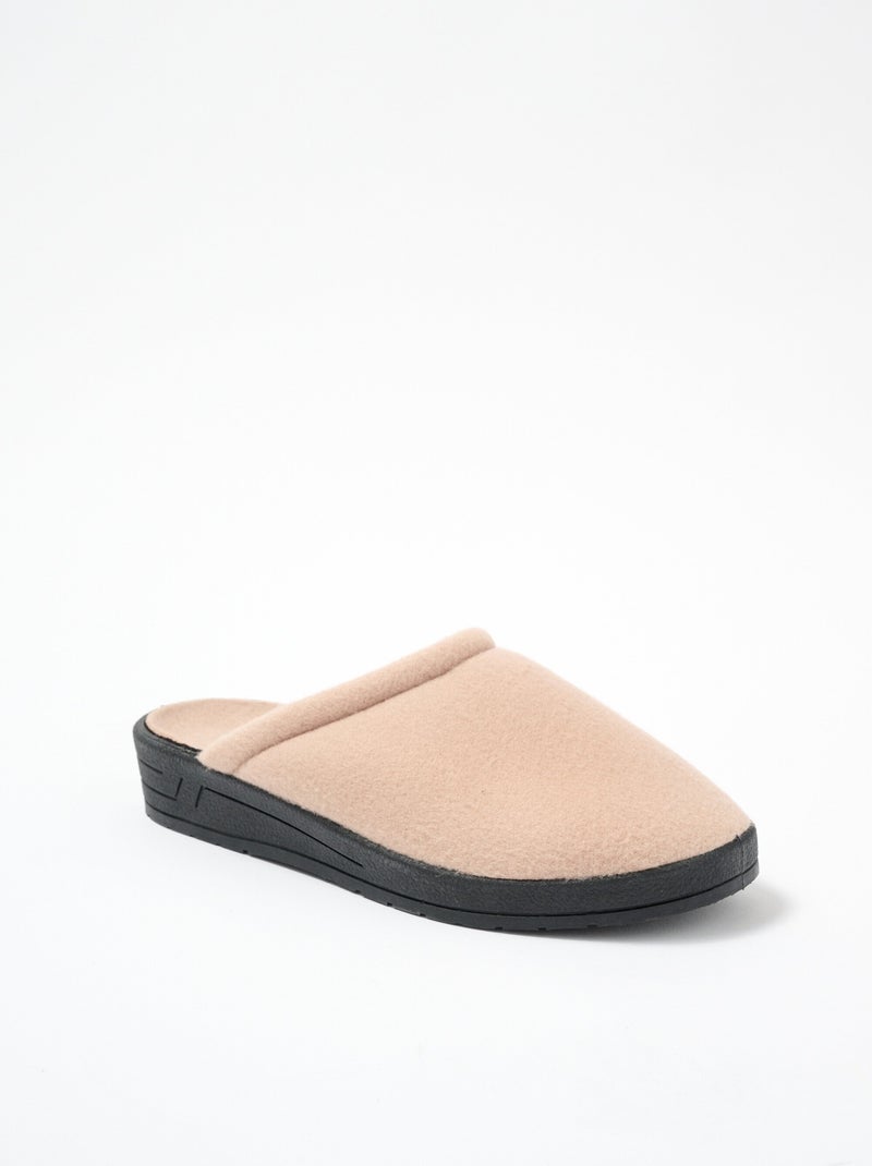 Chaussons mules chauds confort polaire Camel - Kiabi