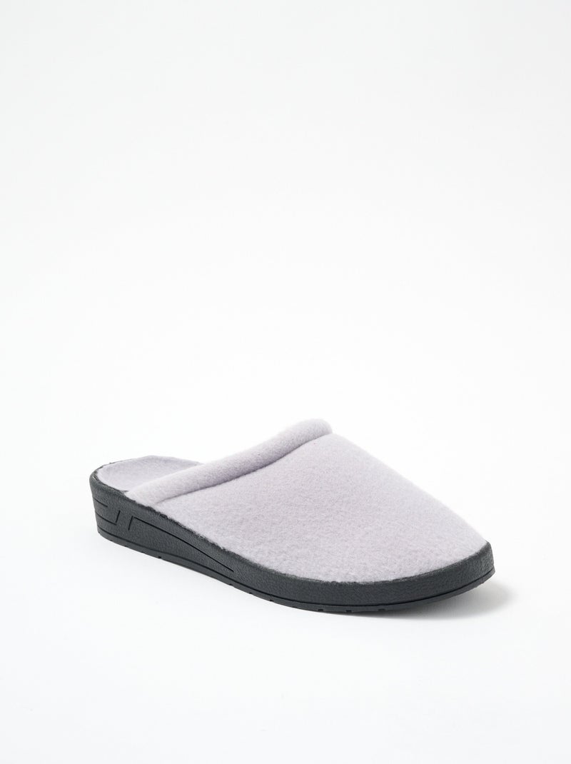 Chaussons mules chauds confort polaire Gris - Kiabi
