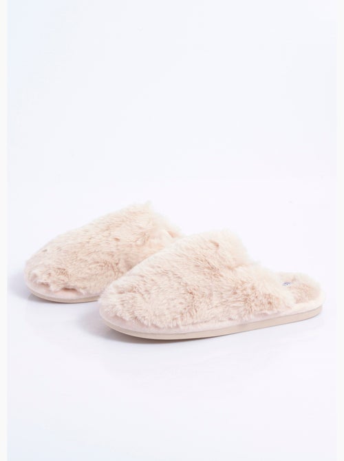 Chaussons mules chauds fourrure douce - AFIBEL - Kiabi
