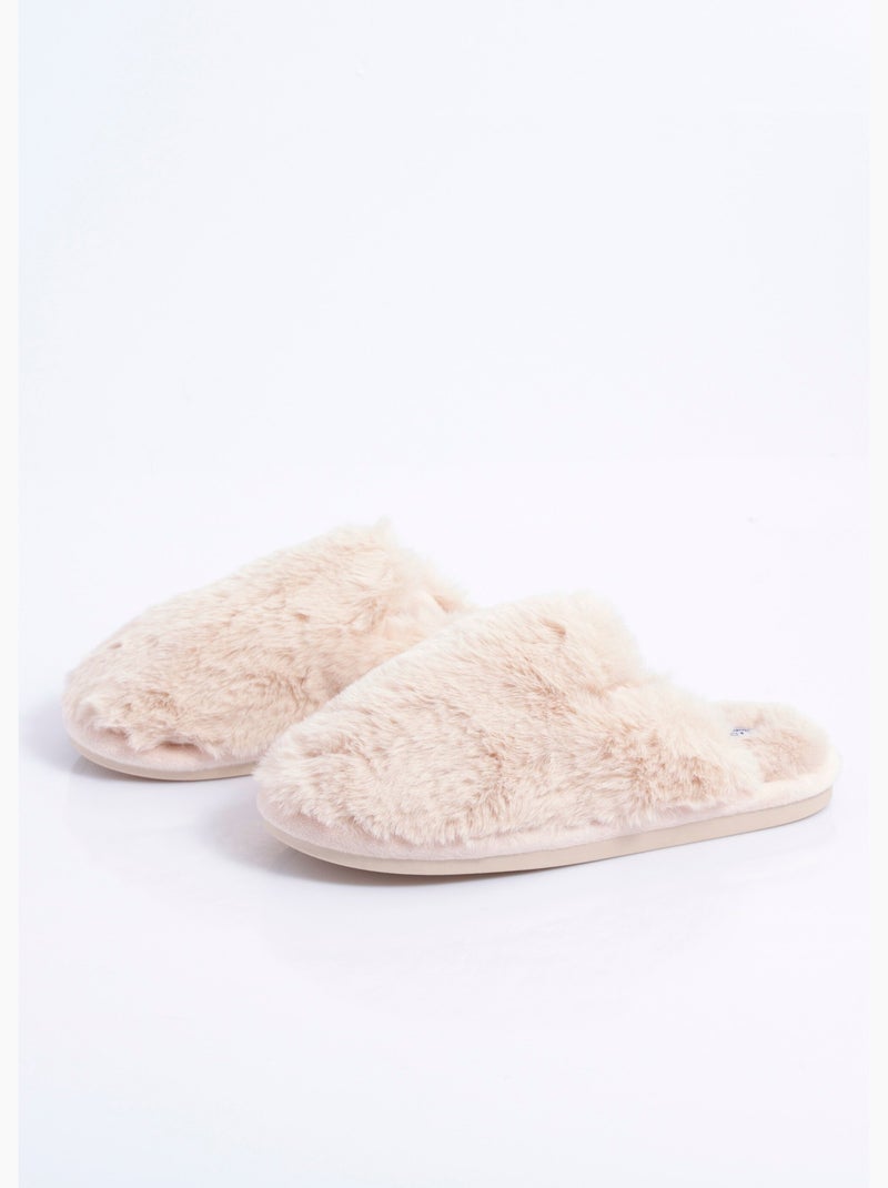 Chaussons mules chauds fourrure douce - AFIBEL Beige - Kiabi