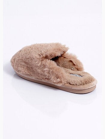 Chaussons mules chauds fourrure douce - afibel