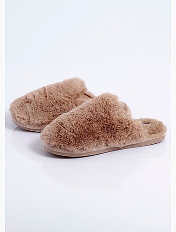 Chaussons mules chauds fourrure douce - afibel