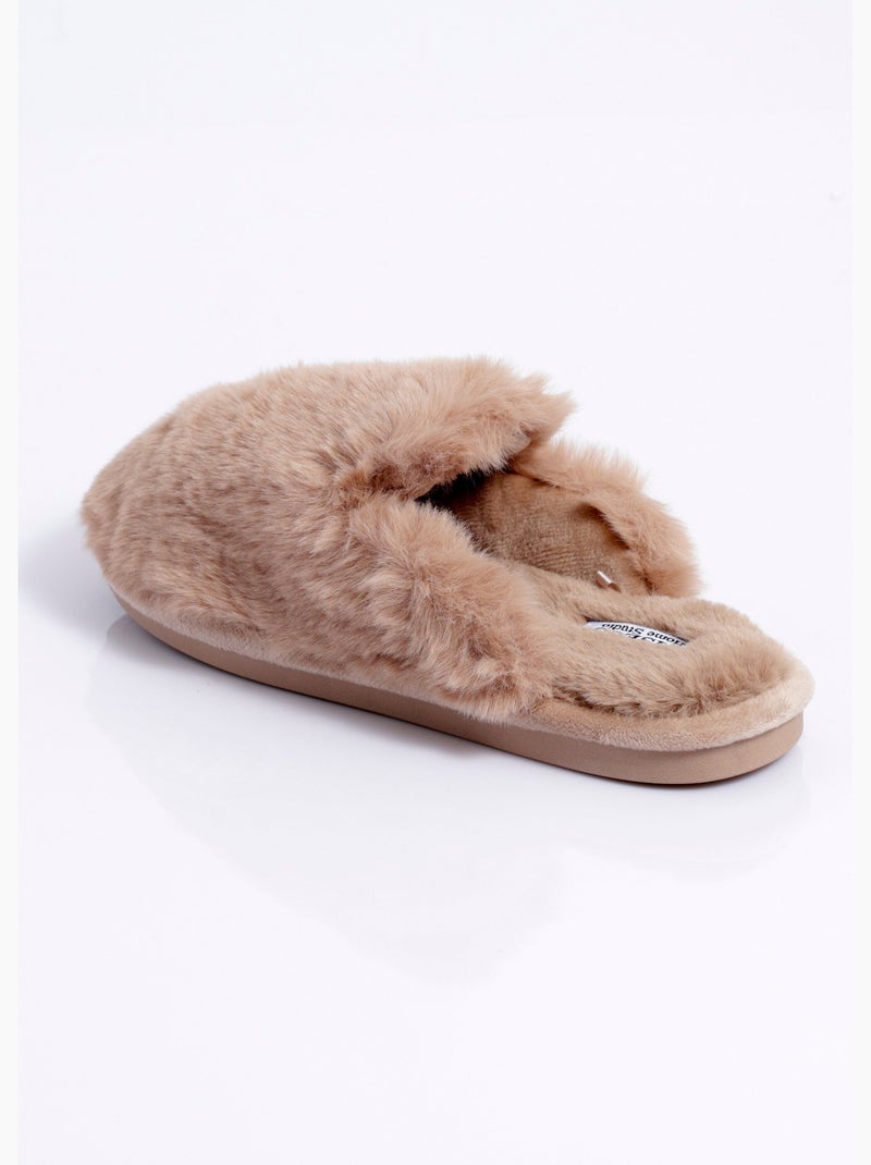 Chaussons mules chauds fourrure douce - AFIBEL Cognac - Kiabi