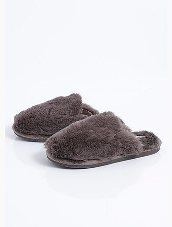 Chaussons mules chauds fourrure douce - afibel