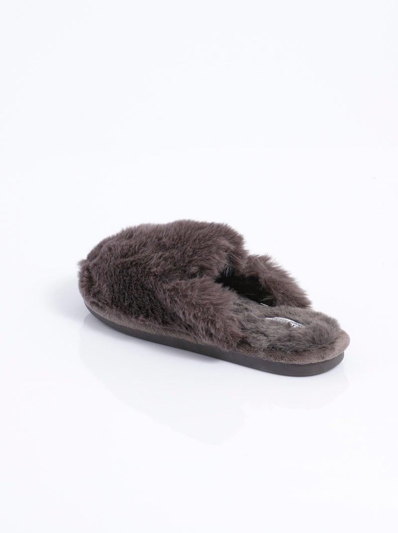 Chaussons mules chauds fourrure douce - AFIBEL Gris - Kiabi