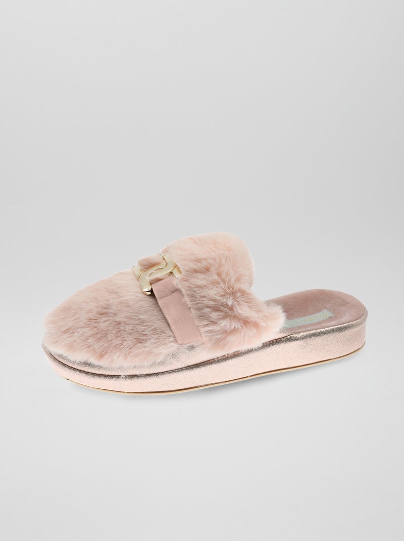 Chaussons mules compensées rose - Kiabi