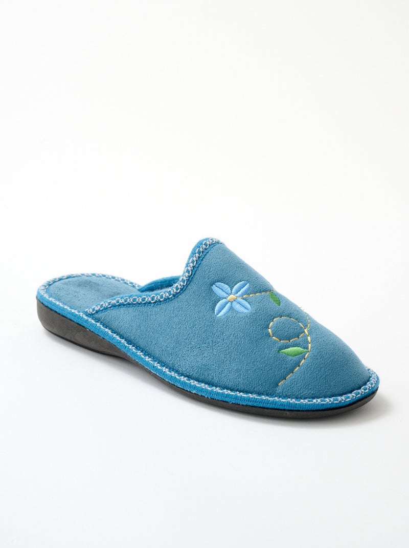 Chaussons mules compensés largeur confort Bleu - Kiabi