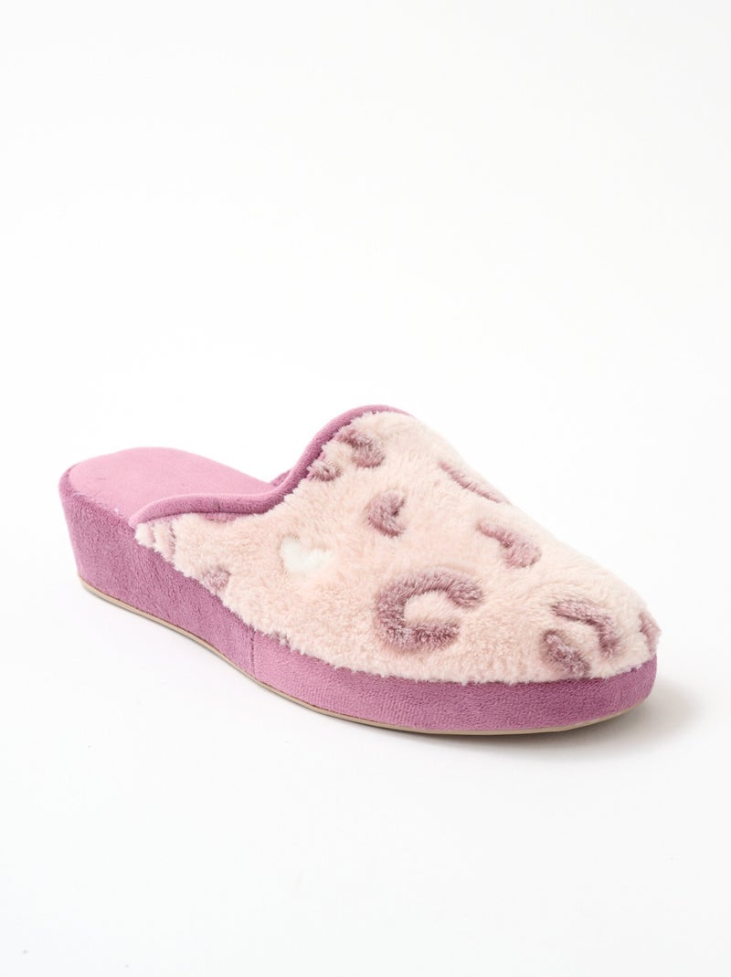 Chaussons mules compensés largeur confort Rose - Kiabi