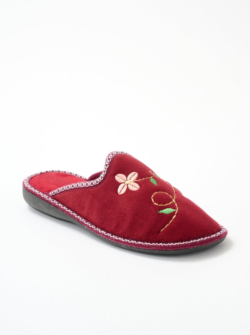 Chaussons mules compensés largeur confort Rouge carmin - Kiabi