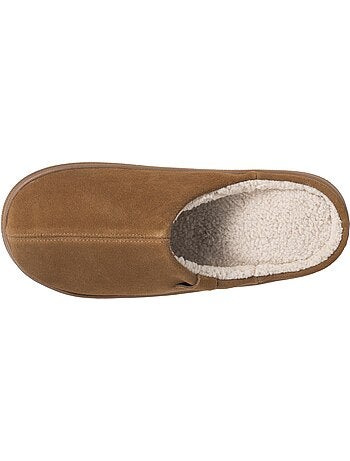 Chaussons mules cuir extra confort homme isotoner