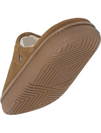 Chaussons mules cuir extra confort homme isotoner