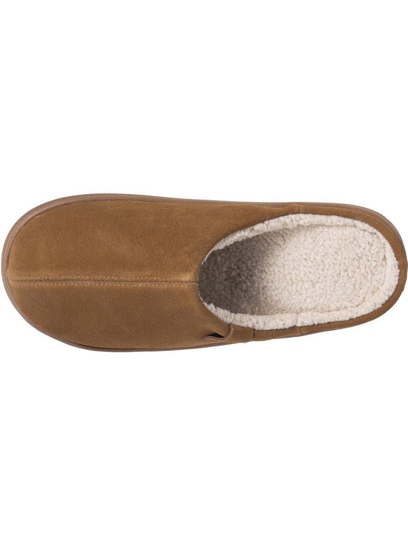 Chaussons mules cuir extra confort homme isotoner Camel - Kiabi