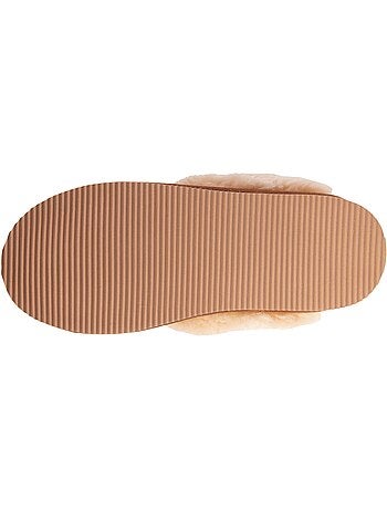 Chaussons mules cuir fourré chaud femme
