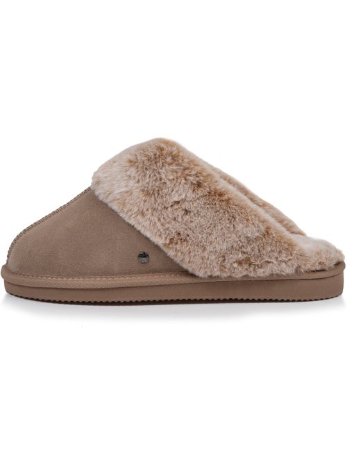 Chaussons mules cuir fourré chaud femme isotoner - Kiabi Chaussons mules cuir fourré chaud femme isotoner - Kiabi