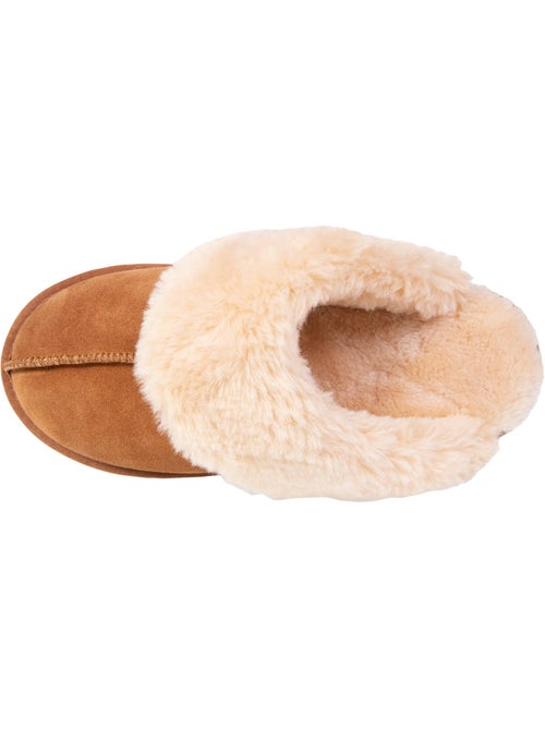 Chaussons mules cuir fourré chaud femme isotoner - Kiabi