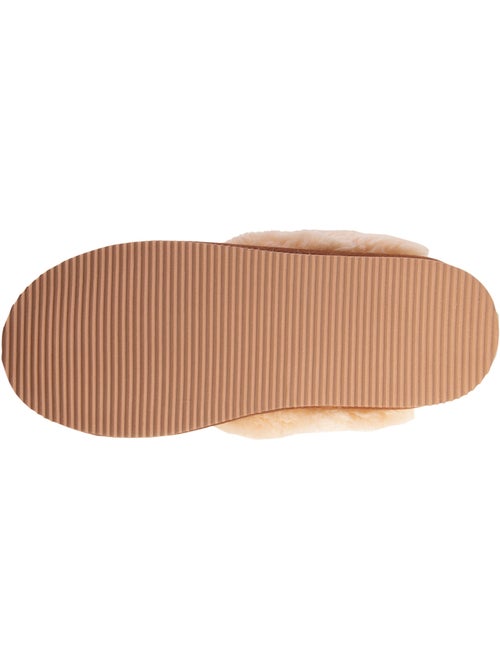 Chaussons mules cuir fourré chaud femme isotoner - Kiabi